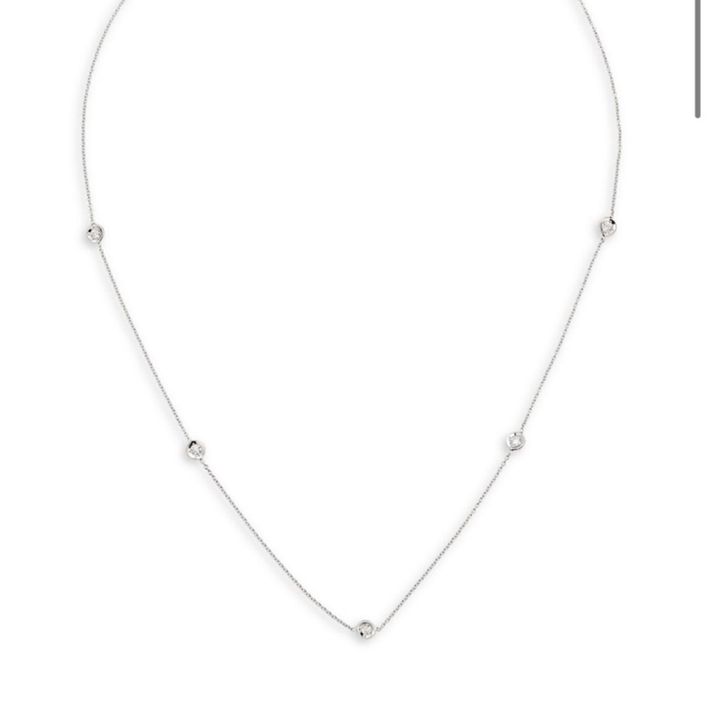 Roberto Coin 18 kt White Gold Diamond Station Necklace